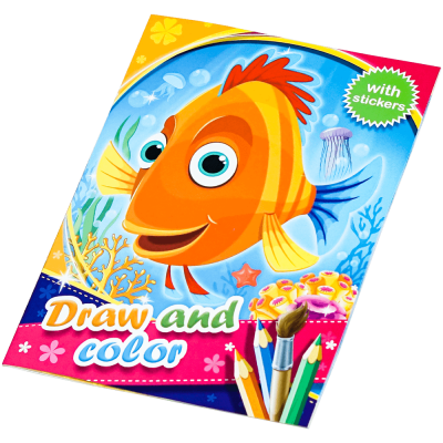 Carte de colorat animale copii 3-6 ani cu stickere 12 pagini Adison